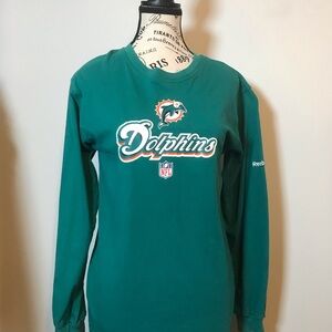 🐬 REEBOK MIAMI DOLPHINS OFFICIAL 100% COTTON LONG SLEEVE TEE YOUTH SZ LG 14-16